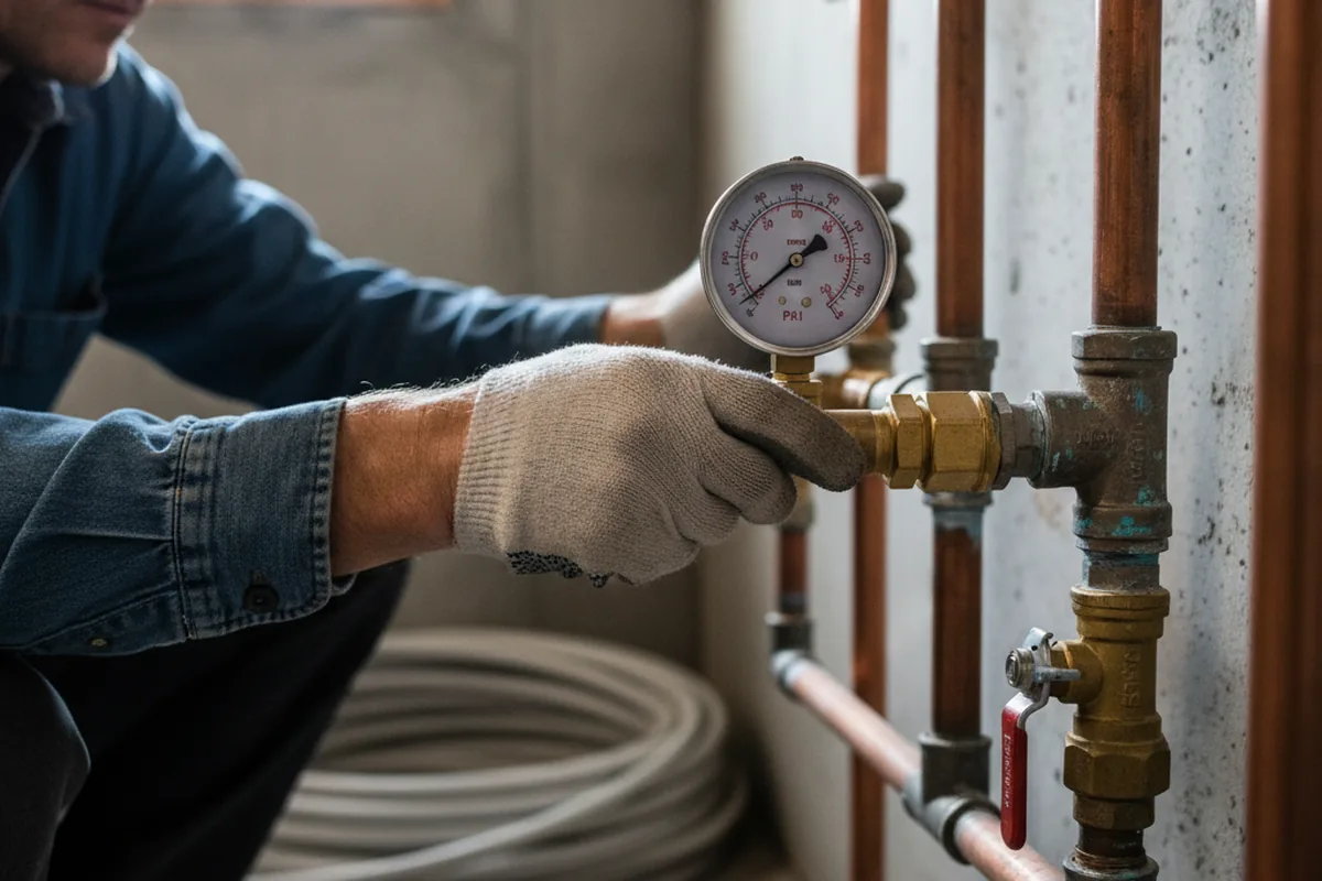 Pressure testing a repaired line during Water Line Repair in Wilmot